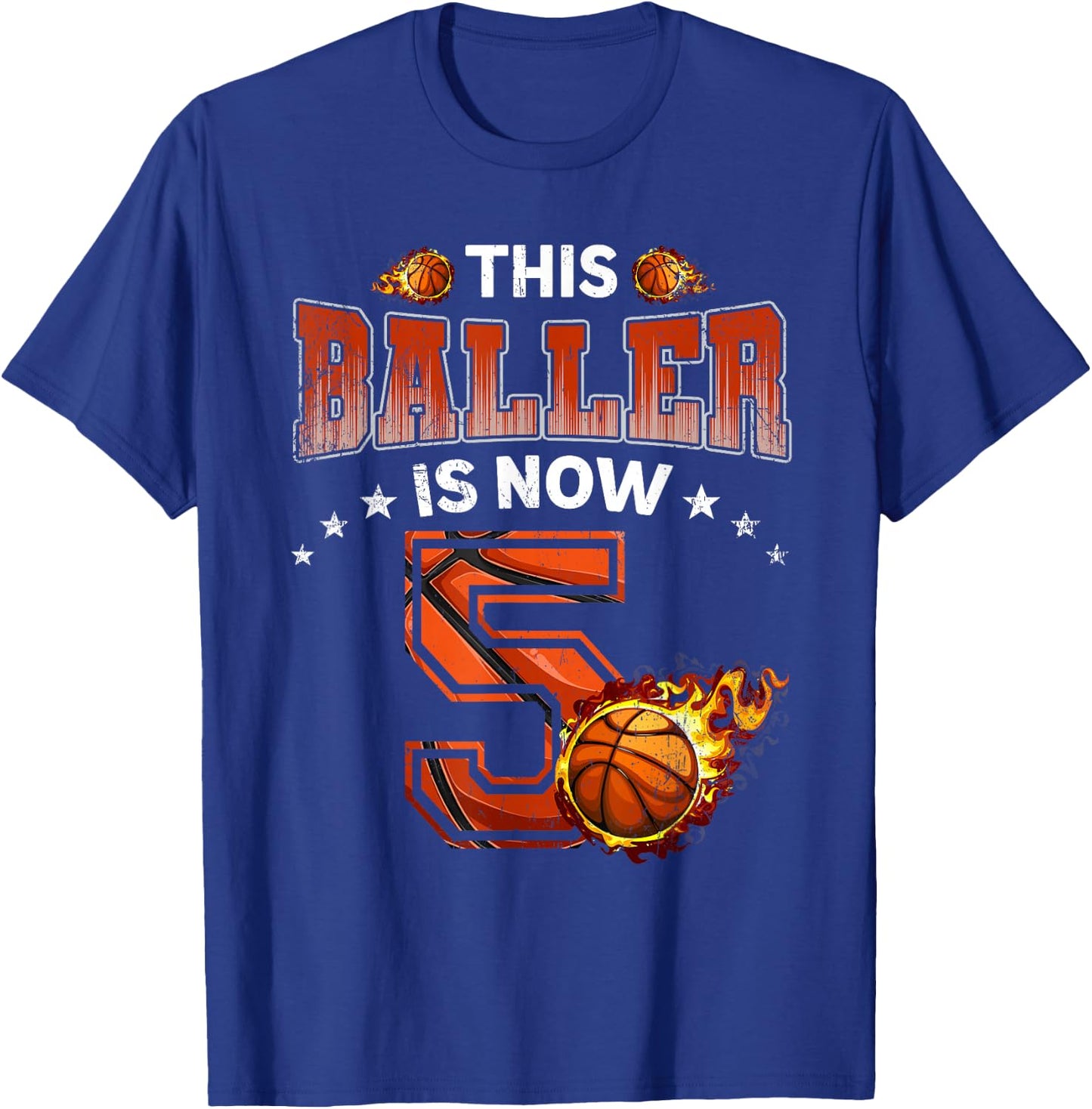 5th Birthday Boys Basketball Player Gifts 5 Years Old Kids T-Shirt - T-Shirt | Royal
