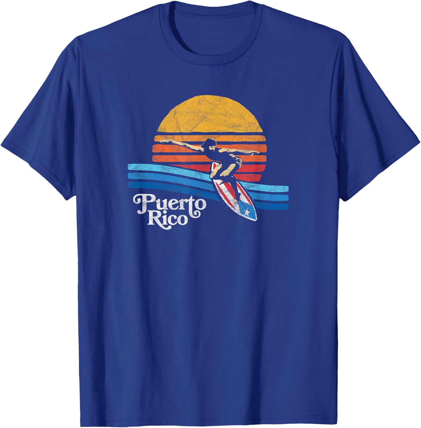 Puerto Rico Flag Retro Surfer Beach Shirt - Surfing PR! T-Shirt - T-Shirt | Royal