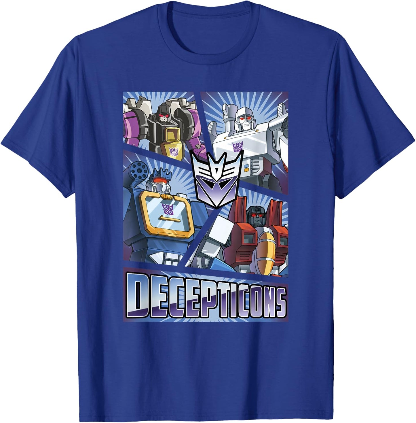 Transformers Decepticons Cut Up Panels T-Shirt - T-Shirt | Royal