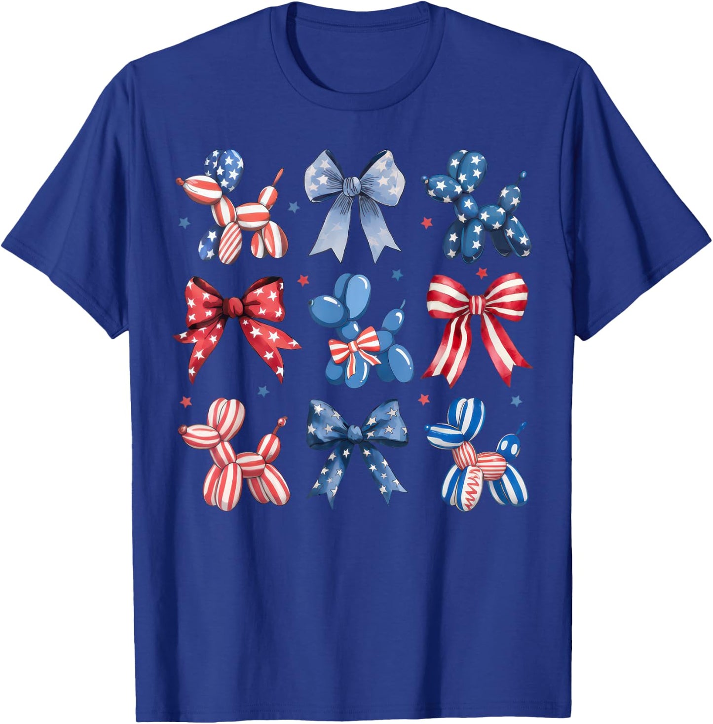 Cute Patriotic Balloon Dog 4th of July USA Flag Girls Kids T-Shirt - T-Shirt | Royal