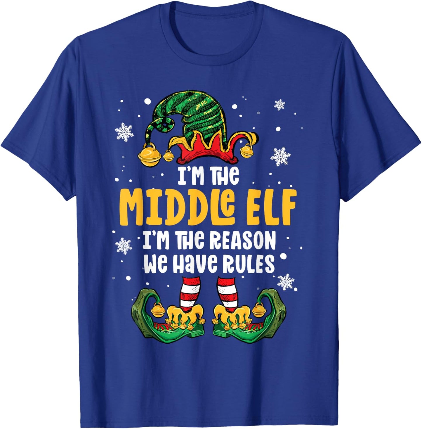 Middle Child Shirt Elf Family Matching Sibling Christmas T-Shirt - T-Shirt | Royal
