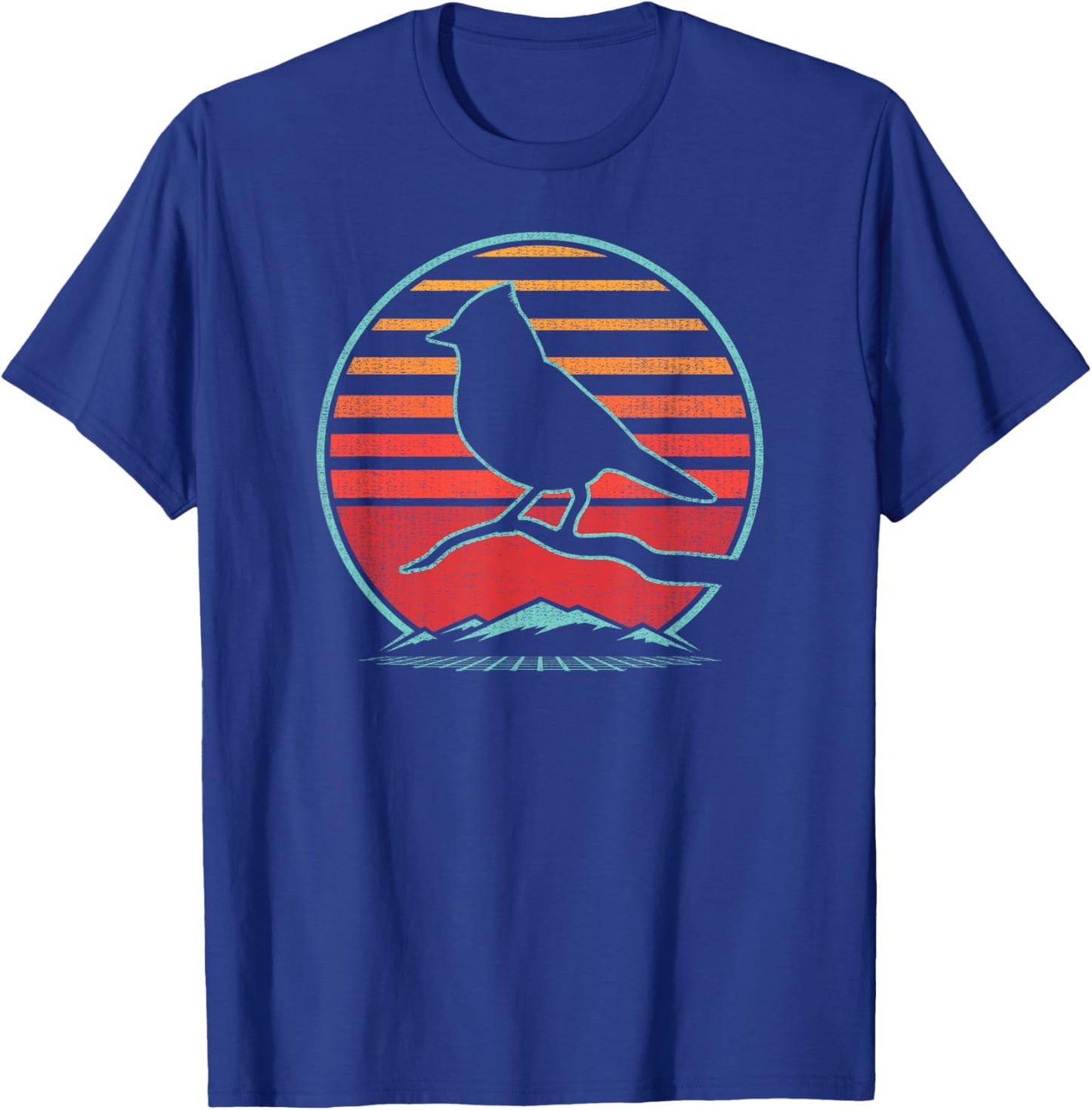 Titmouse Bird Retro Vintage 80s Style Birding Gift T-Shirt - T-Shirt | Royal