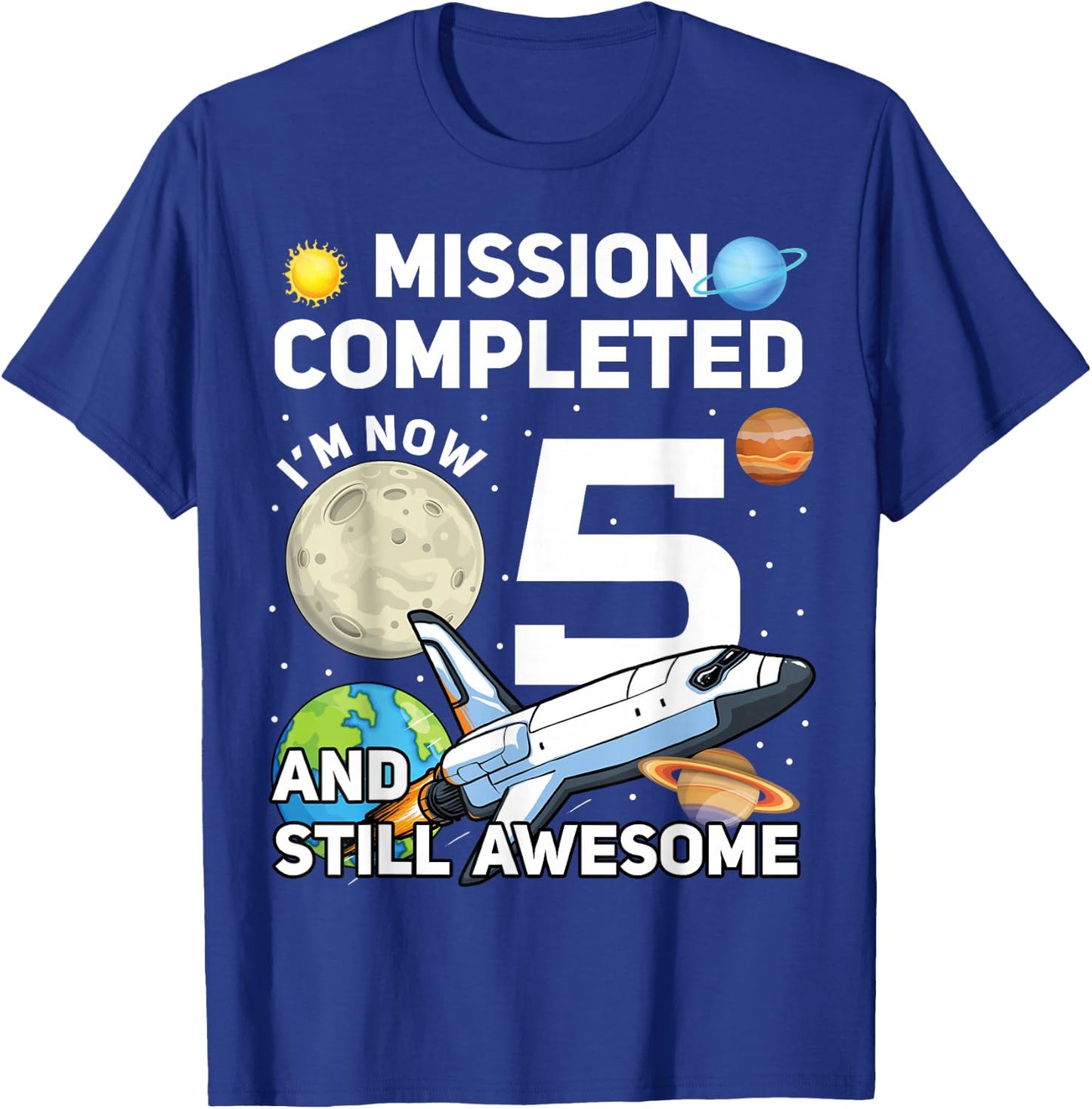 5th Space Birthday Space Birthday Party 5 Years Old T-Shirt - T-Shirt | Royal
