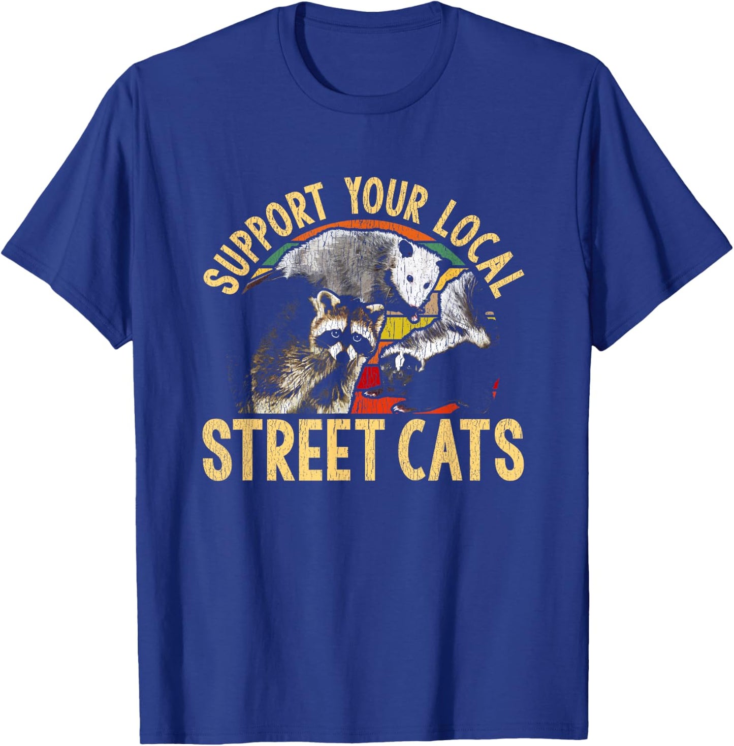 Support Local Street Cats! Raccon, Skunk T-Shirt - T-Shirt | Royal