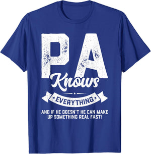 Pa Knows Everything Shirt 60th Gift Funny Father's Day T-Shirt - T-Shirt | Royal