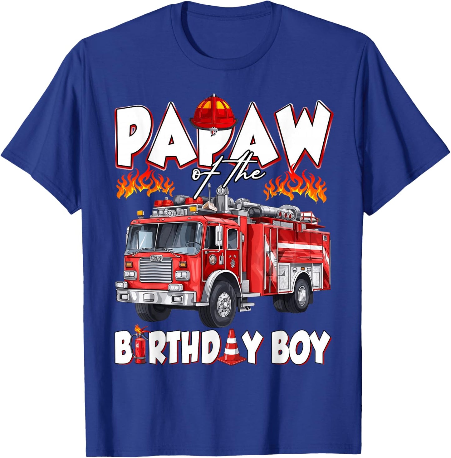 Papaw of The Birthday Boy Fire Truck Firefighter Boys T-Shirt - T-Shirt | Royal