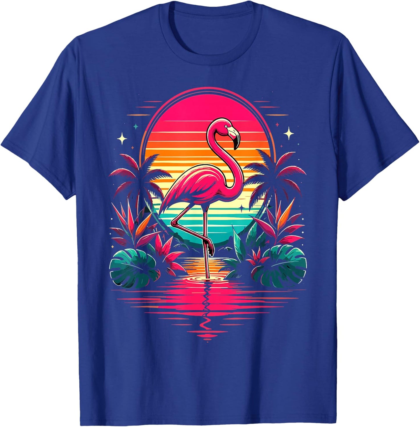 Flamingo Sunset Tropical Beach T-Shirt - T-Shirt | Royal