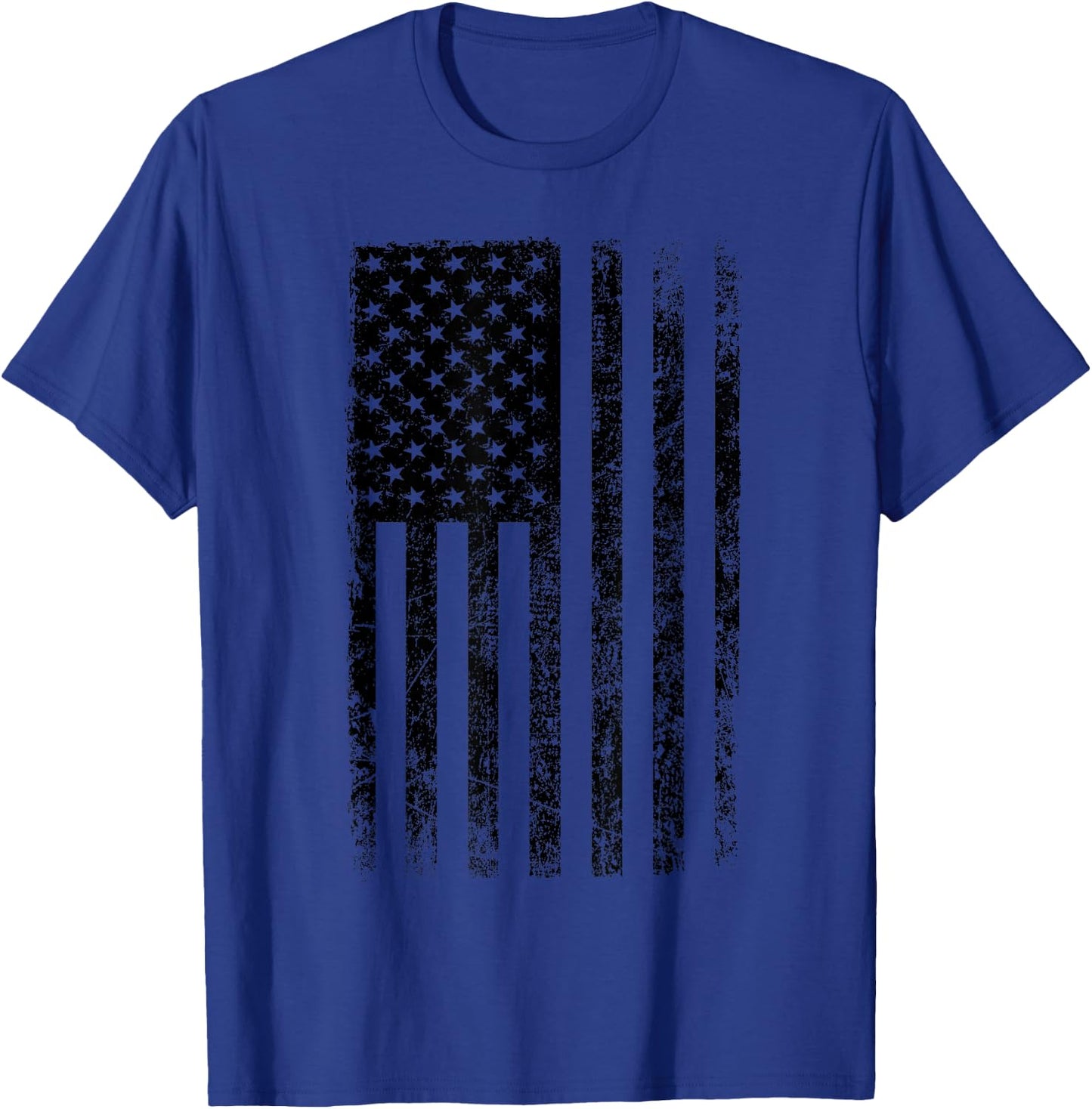 Distressed Black American Flag Worn Weathered Grunge T-Shirt - T-Shirt | Royal