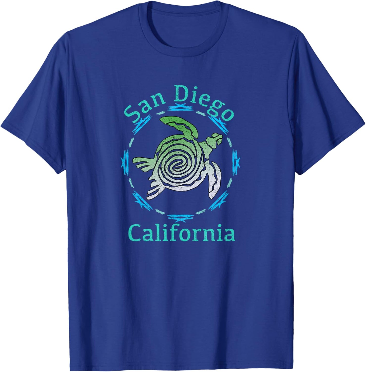 Vintage San Diego Travel Shirts And Apparel -Adults Black Small Classic Fit Short Sleeve San Diego Turtle T-Shirt - T-Shirt | Royal