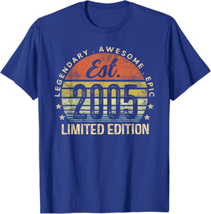 Est 2005 Limited Edition 20th Birthday Gifts 20 Year Old T-Shirt - T-Shirt | Royal