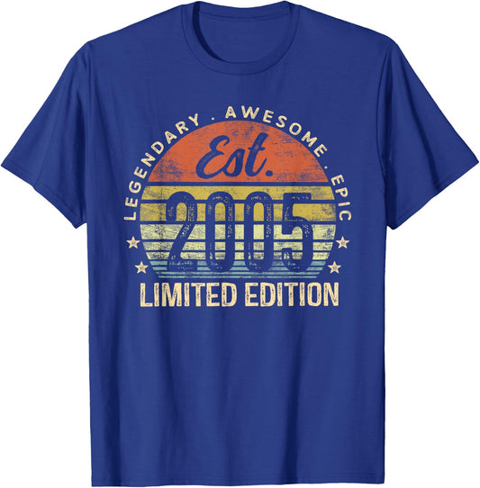 Est 2005 Limited Edition 20th Birthday Gifts 20 Year Old T-Shirt - T-Shirt | Royal