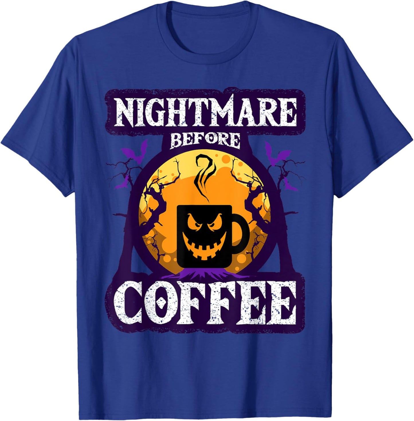 Cool Nightmare Before Coffee | Funny Halloween Costume Gift T-Shirt - T-Shirt | Royal