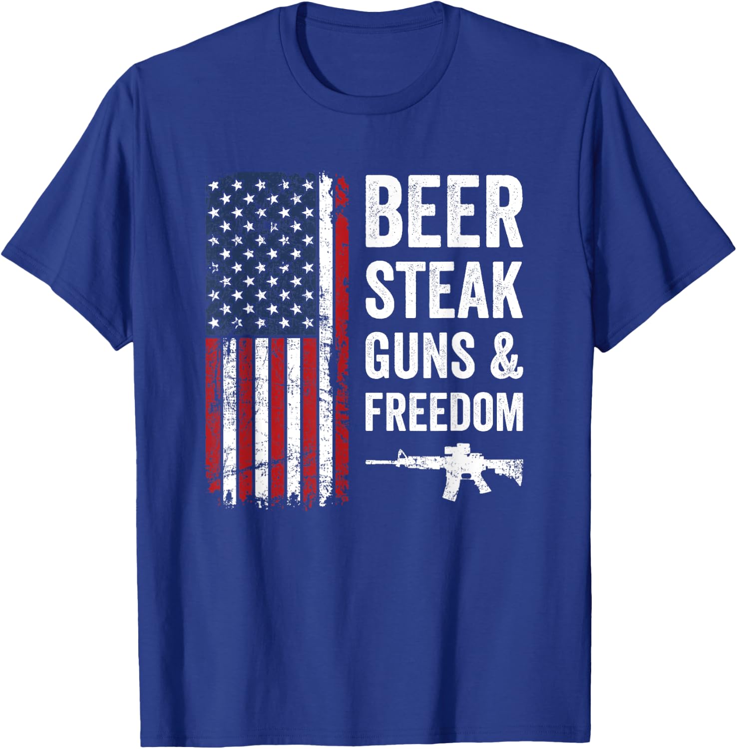 Beer Steak Guns & Freedom - USA Drinking BBQ Funny Gun T-Shirt - T-Shirt | Royal