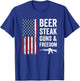 Beer Steak Guns & Freedom - USA Drinking BBQ Funny Gun T-Shirt - T-Shirt | Royal