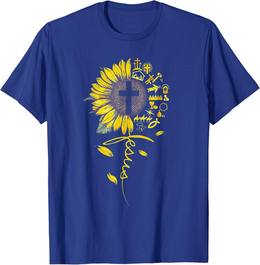 Jesus Sunflower - Funny Christian sunflowers Gift T-Shirt - T-Shirt | Royal