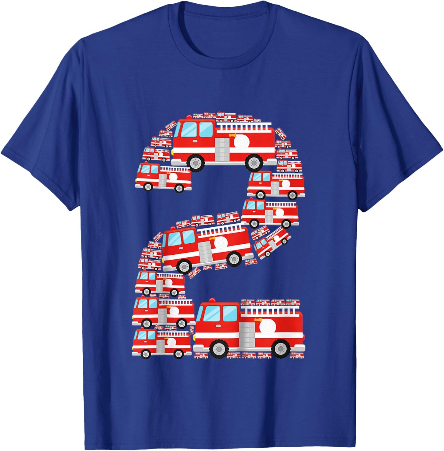 Fire Truck 2nd Birthday Boy 2 Year Old Toddler Firefighter T-Shirt - T-Shirt | Royal