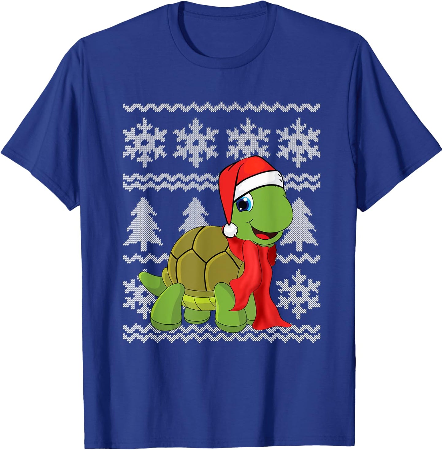 Turtle Santa Hat Scarf Ugly Christmas Sweater Holiday Gift T-Shirt - T-Shirt | Royal