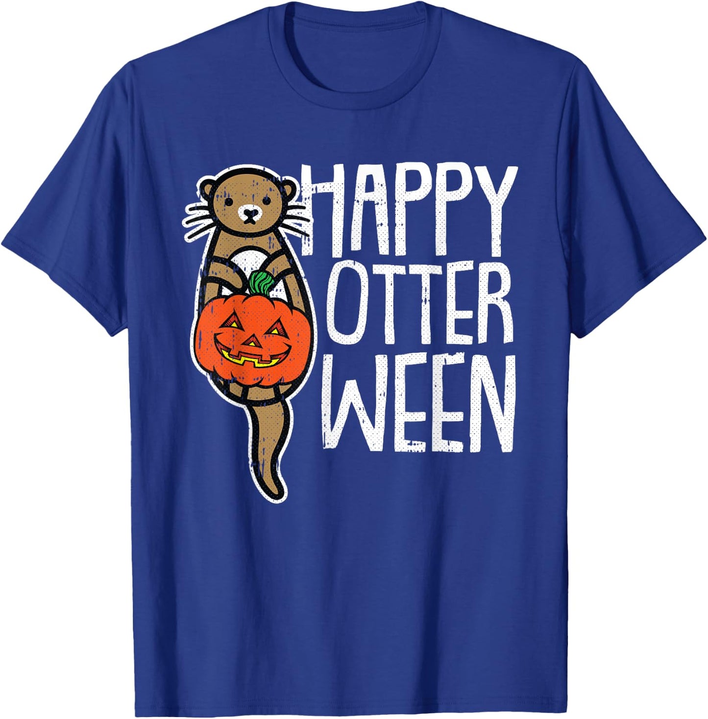 Happy Otter-Ween Lazy Halloween Costume Funny Animal Pun T-Shirt - T-Shirt | Royal