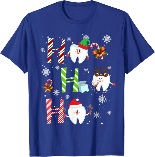 Dentist Christmas Ho Ho Ho Teeth Dental Squad Merry Xmas T-Shirt - T-Shirt | Royal