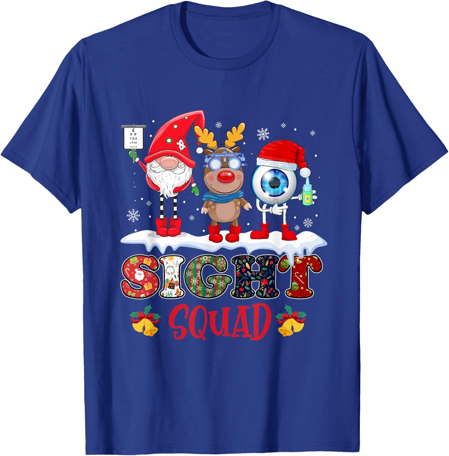 Funny Sight Squad Gnome Reindeer Santa Christmas Optometrist T-Shirt - T-Shirt | Royal