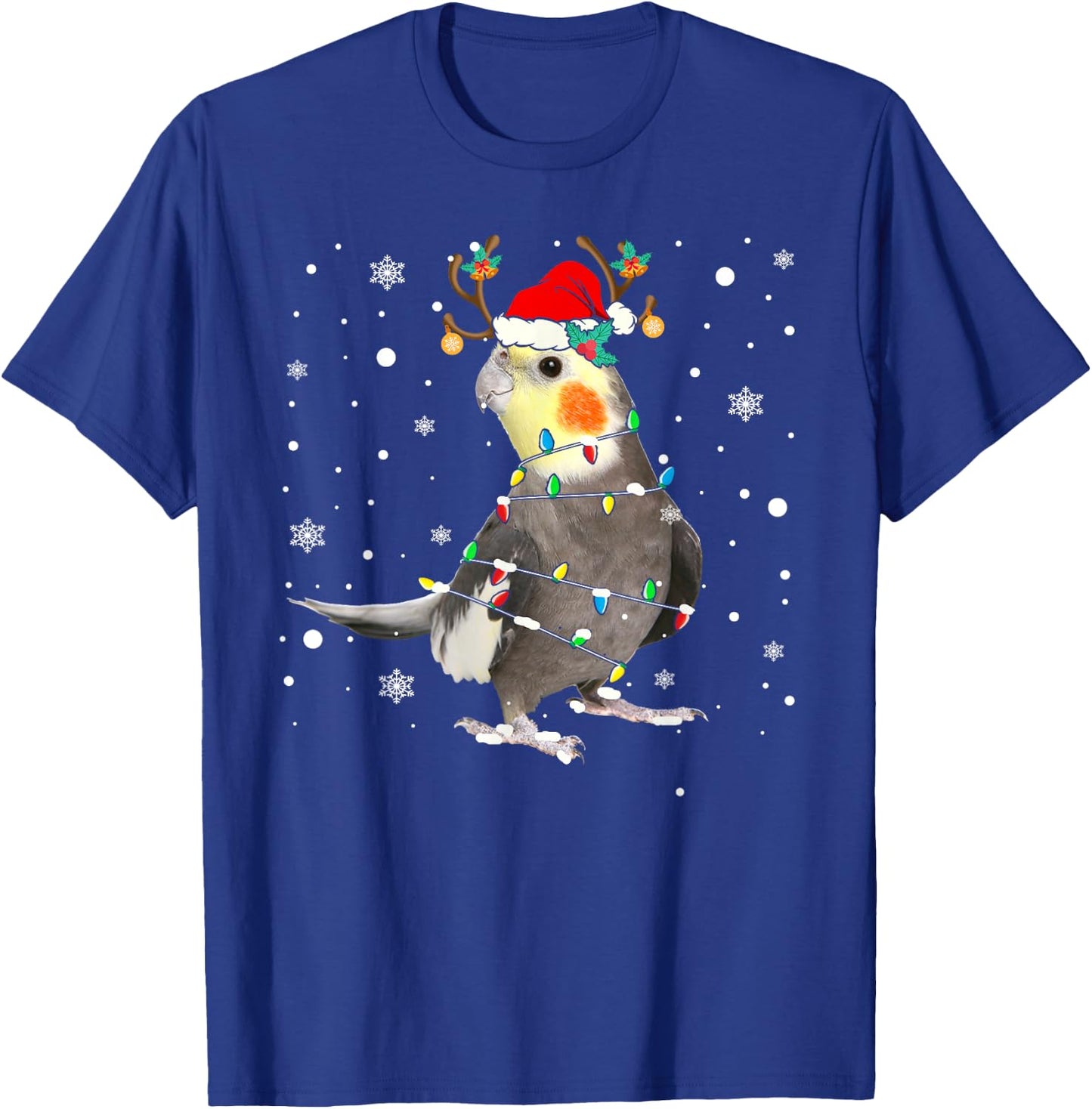 Santa Reindeer Cockatiel Cute Bird Pyjamas Family Xmas T-Shirt - T-Shirt | Royal