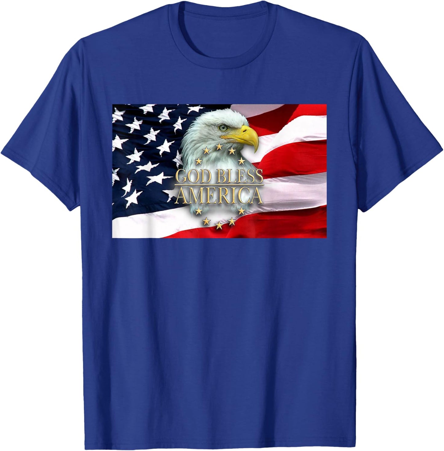God Bless America Bald Eagle USA American Flag 4th of July T-Shirt - T-Shirt | Royal