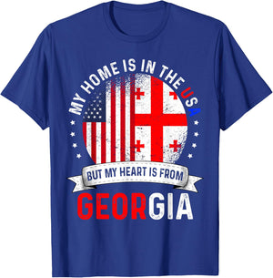 Georgian American Patriot Heart is from Georgia Flag T-Shirt - T-Shirt | Royal
