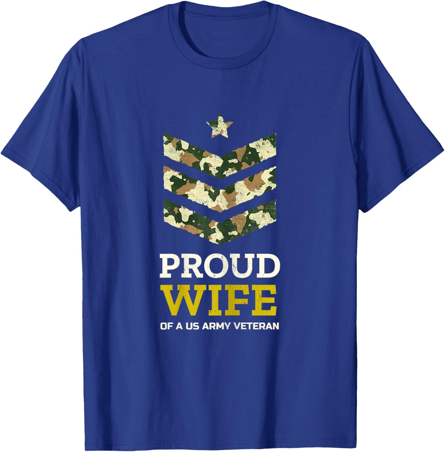 Proud Wife of a US Army Veteran Camo Stripes Gift T-Shirt - T-Shirt | Royal