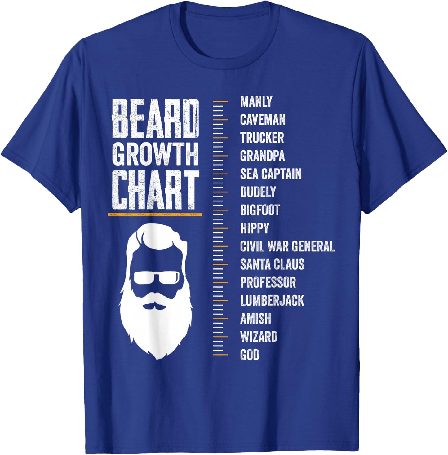 Funny Beard Growth Chart Gift Bearded Man Size Measurement T-Shirt - T-Shirt | Royal