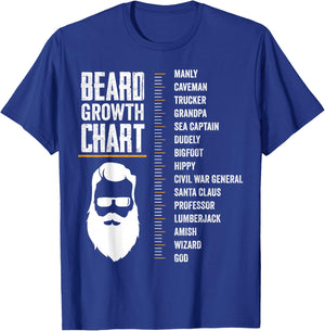 Funny Beard Growth Chart Gift Bearded Man Size Measurement T-Shirt - T-Shirt | Royal