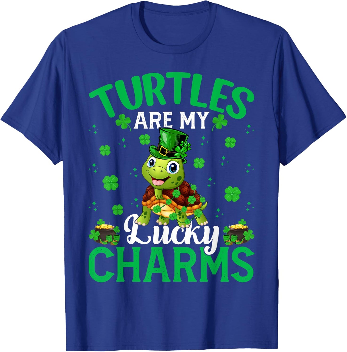 Funny Turtles Are My Lucky Charms Turtle St. Patrick's Day T-Shirt - T-Shirt | Royal