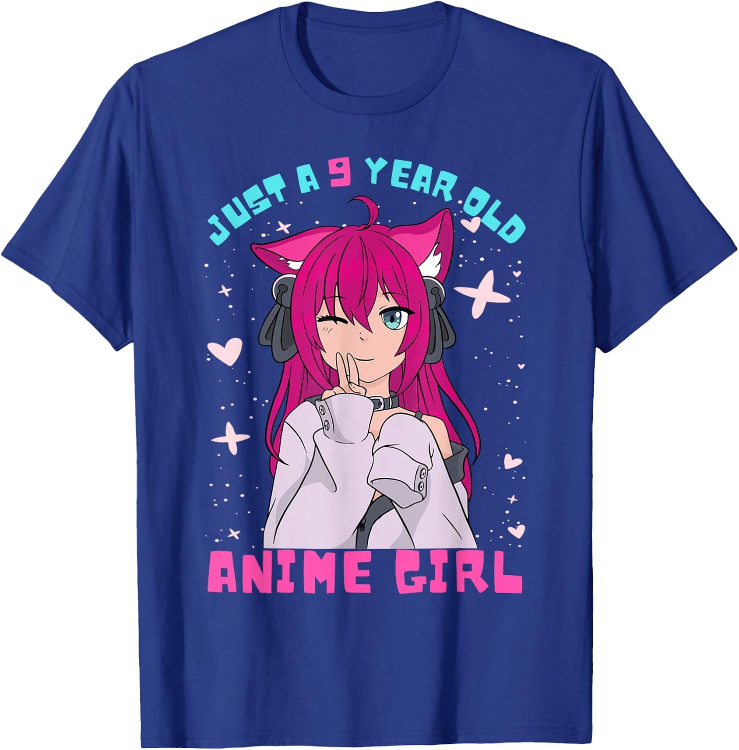 Anime Girl 9 Year Old Birthday Girl Kawaii 9th Birthday T-Shirt - T-Shirt | Royal