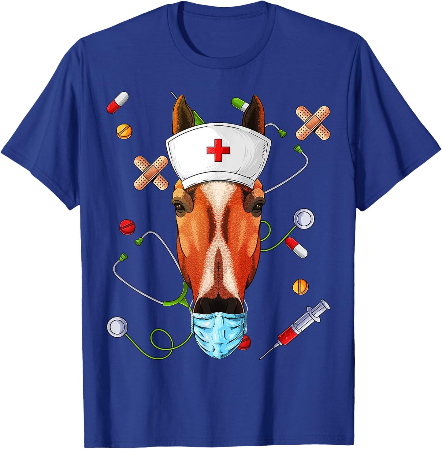 Horse Nurse RN Funny ER Nursing School Graduation T-Shirt - T-Shirt | Royal