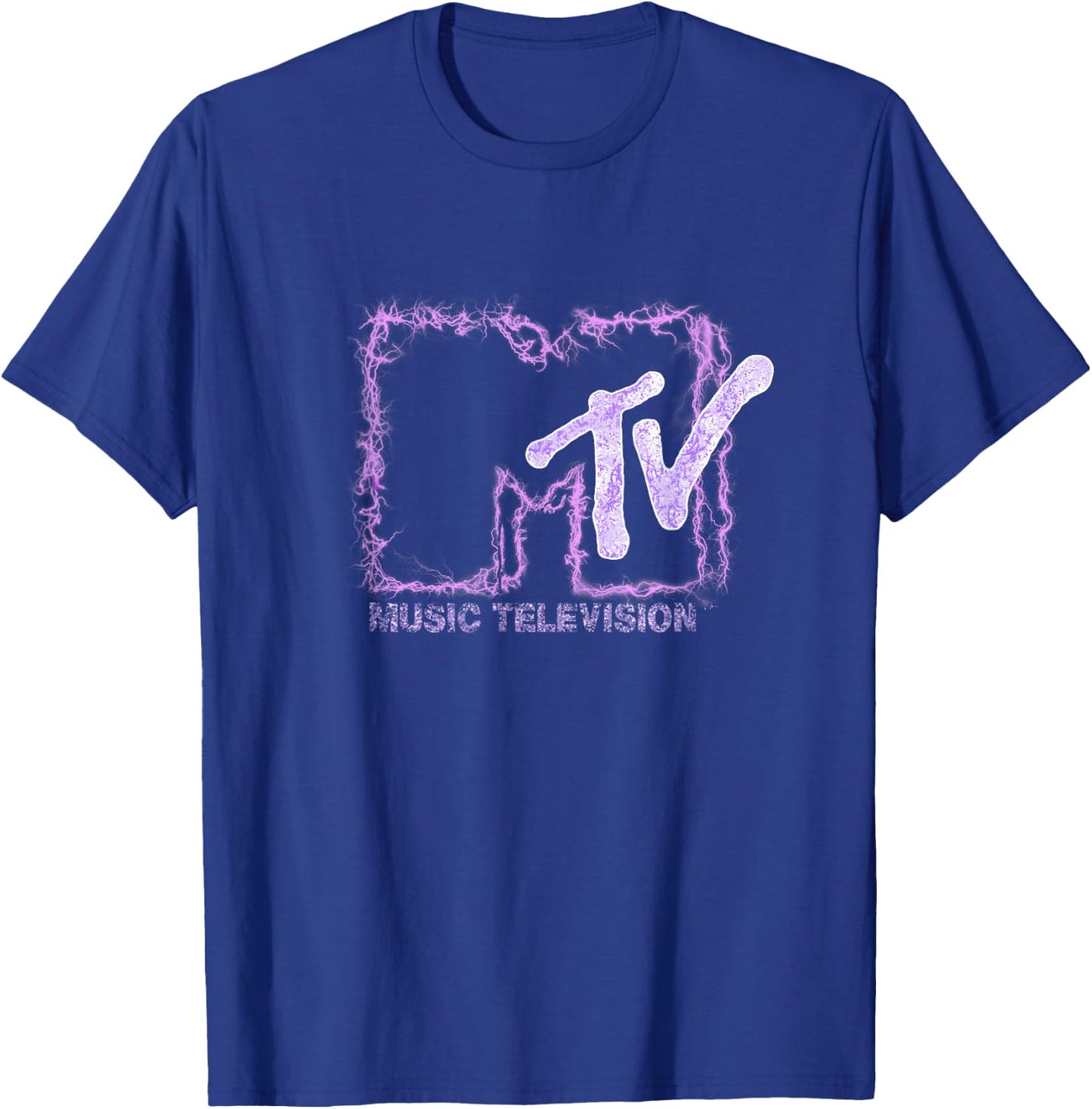 Mademark x MTV - The official MTV Logo with purple electric flashes T-Shirt - T-Shirt | Royal