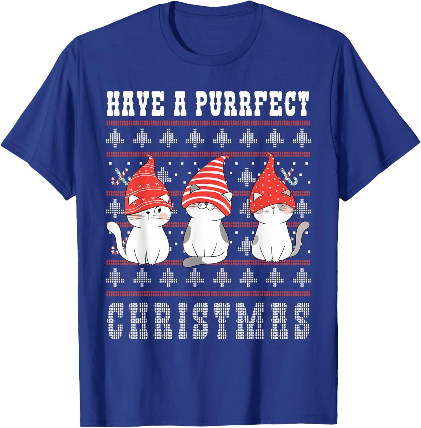 Have a Purrfect Christmas Ugly Christmas Cat women men kids T-Shirt - T-Shirt | Royal