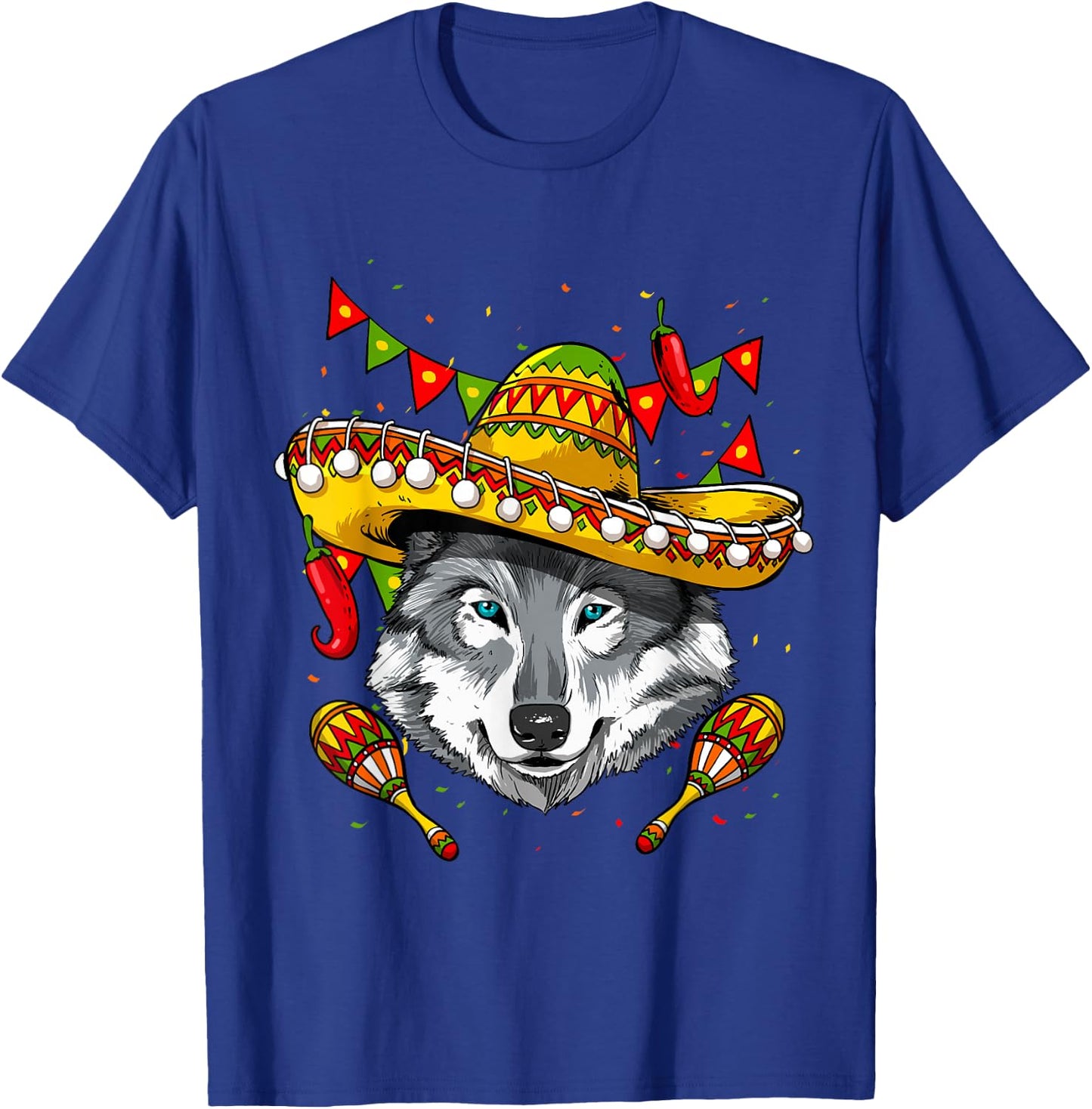 Cinco de Mayo Wolf Mexican Lover Sombrero Wolf T-Shirt - T-Shirt | Royal