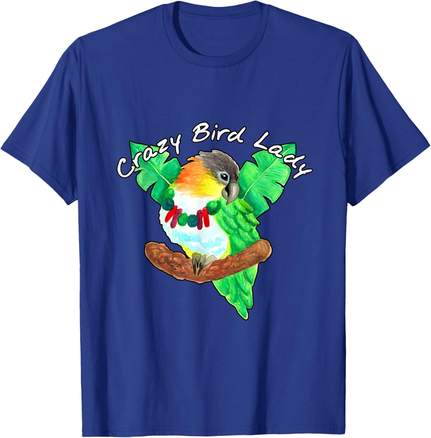 Crazy Bird Lady | Caique Parrot Watercolor T-Shirt - T-Shirt | Royal