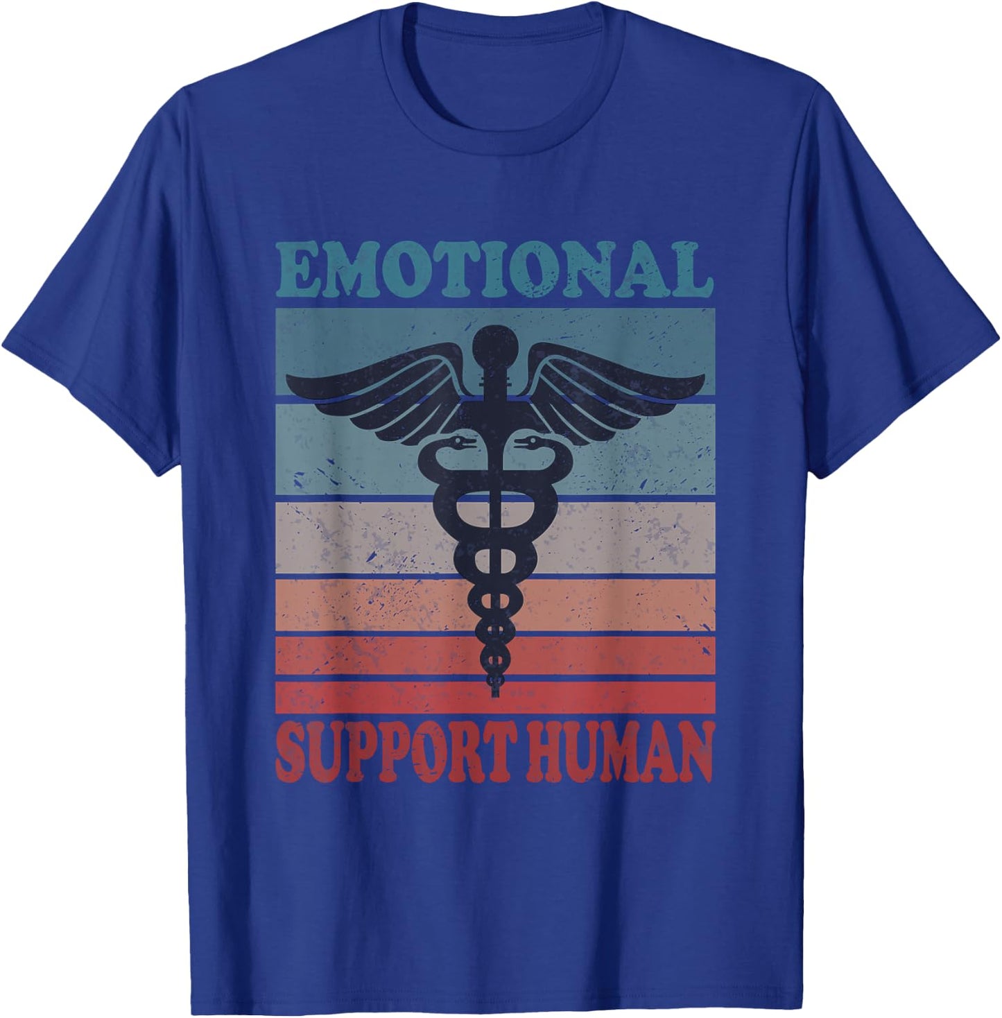Vintage Emotional Support Human Service People Black T-Shirt - T-Shirt | Royal