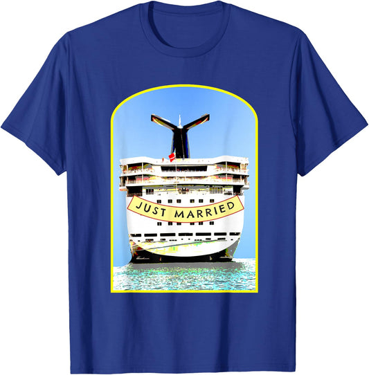 Just Married 2026 Honeymoon Cruise Newlyweds Wife Husband T-Shirt - T-Shirt | Royal