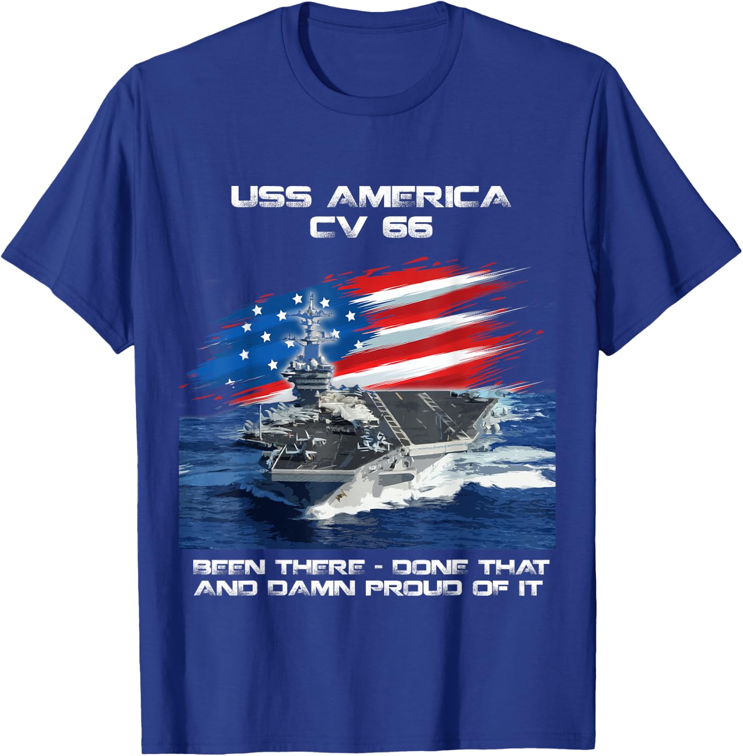 USS America CV-66 Aircraft Carrier Veteran USA Flag Xmas T-Shirt - T-Shirt | Royal