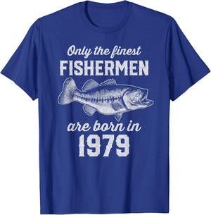 46 Year Old: Fisherman Fishing 1979 46th Birthday T-Shirt - T-Shirt | Royal