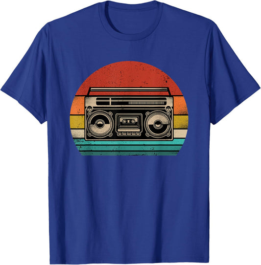 Retro Boombox Cassette Player Radio 80s Music Vintage Style T-Shirt - T-Shirt | Royal