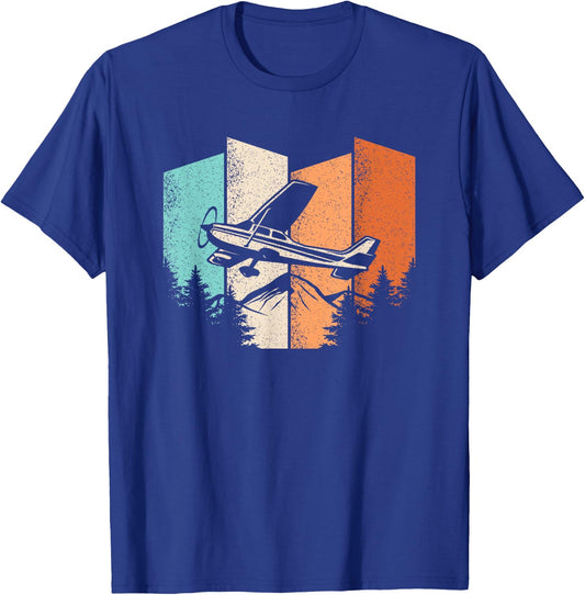 Retro Airplane Vintage Pilot Aviation Fly Plane Men Women T-Shirt - T-Shirt | Royal