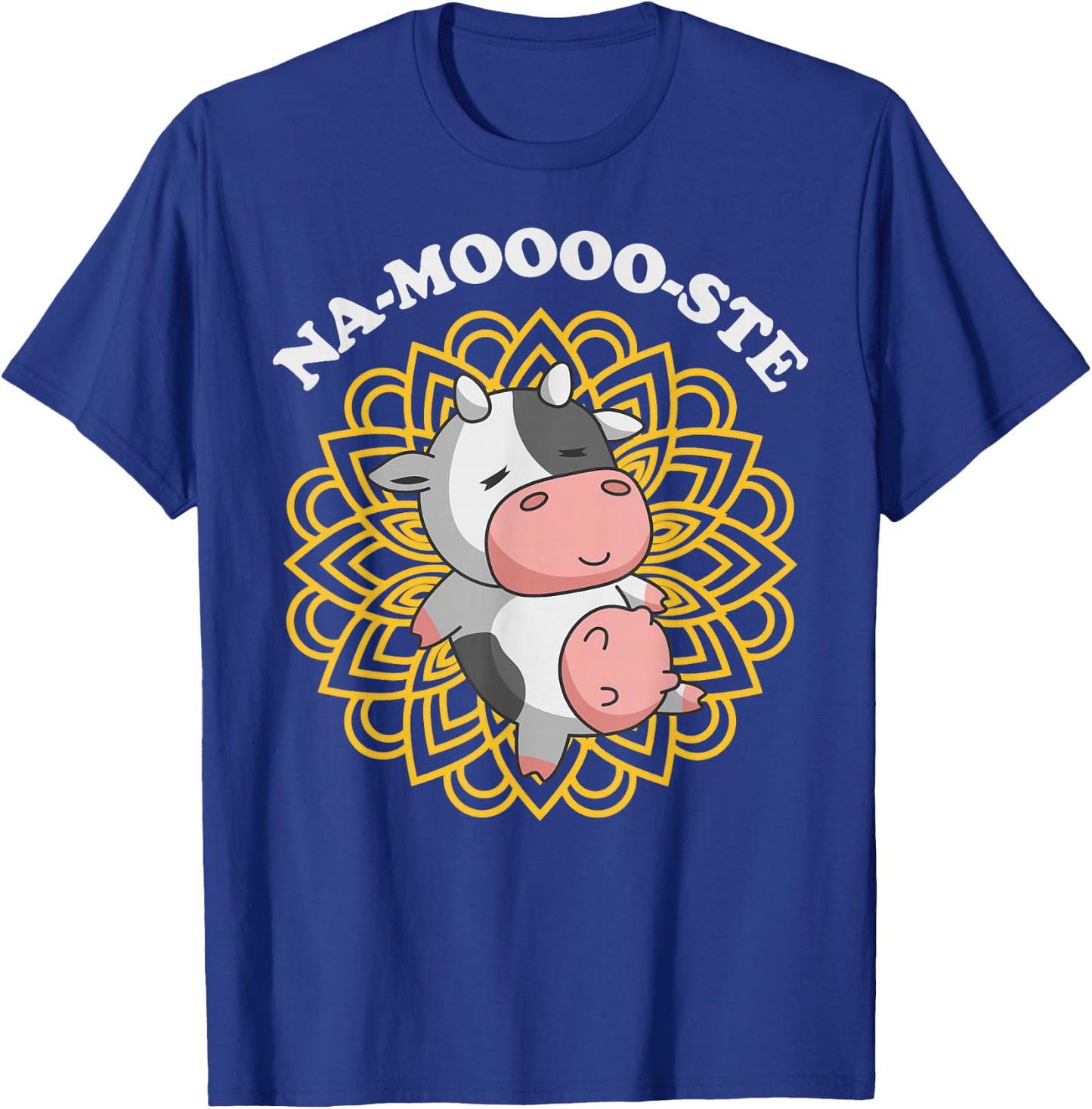 Namaste Cute Cow Pun | Na-moooo-ste Yoga Meditating Cow T-Shirt - T-Shirt | Royal