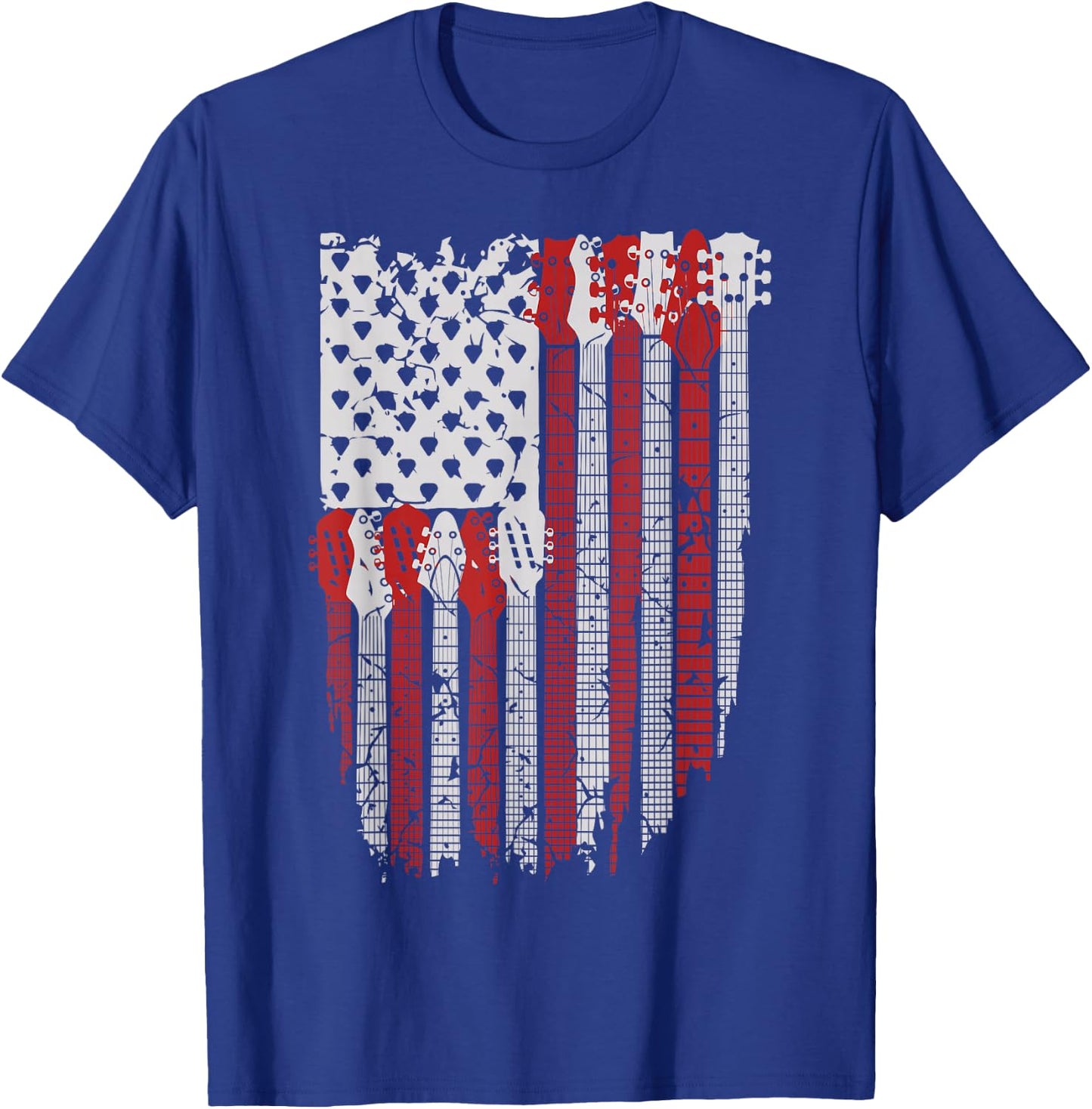 USA American Flag Guitar Musician 4th of July Guitarists T-Shirt - T-Shirt | Royal