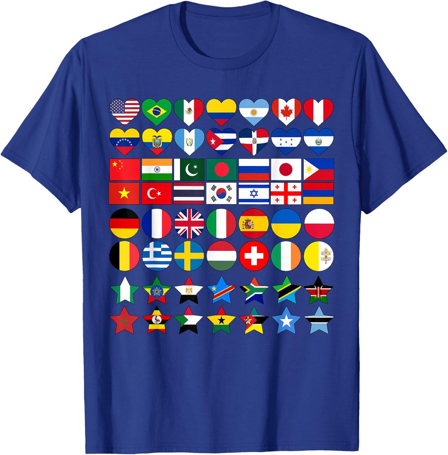 Flags of Countries of the Worlds in Geometric Shapes T-Shirt - T-Shirt | Royal
