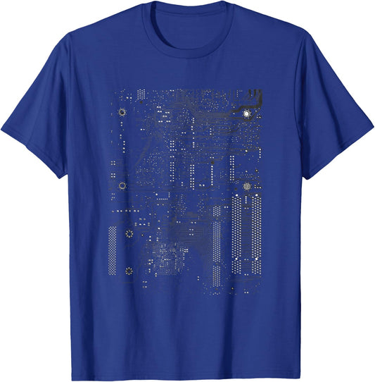 Motherboard Microchip Circuit Black IT Computer Background T-Shirt - T-Shirt | Royal