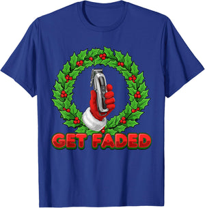 Funny Get Faded Santa Barber Shirt Men, Christmas Barbers T-Shirt - T-Shirt | Royal