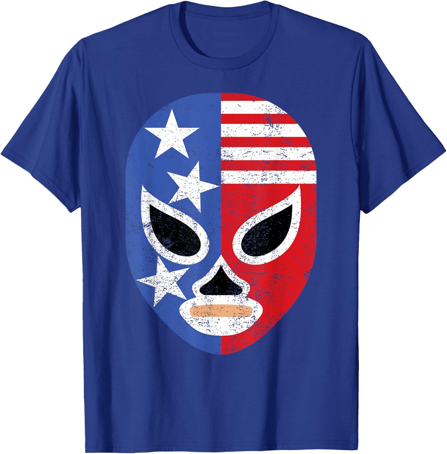 Retro USA Flag Pro Wrestling Lucha Libre Mask T-Shirt - T-Shirt | Royal