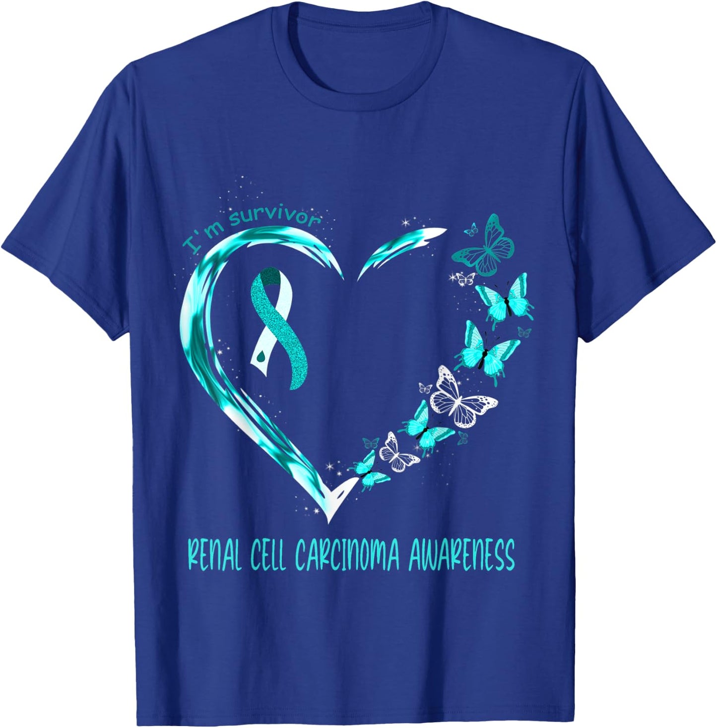 Renal Cell Carcinoma Awareness I'm Survivor Heart Ribbon T-Shirt - T-Shirt | Royal